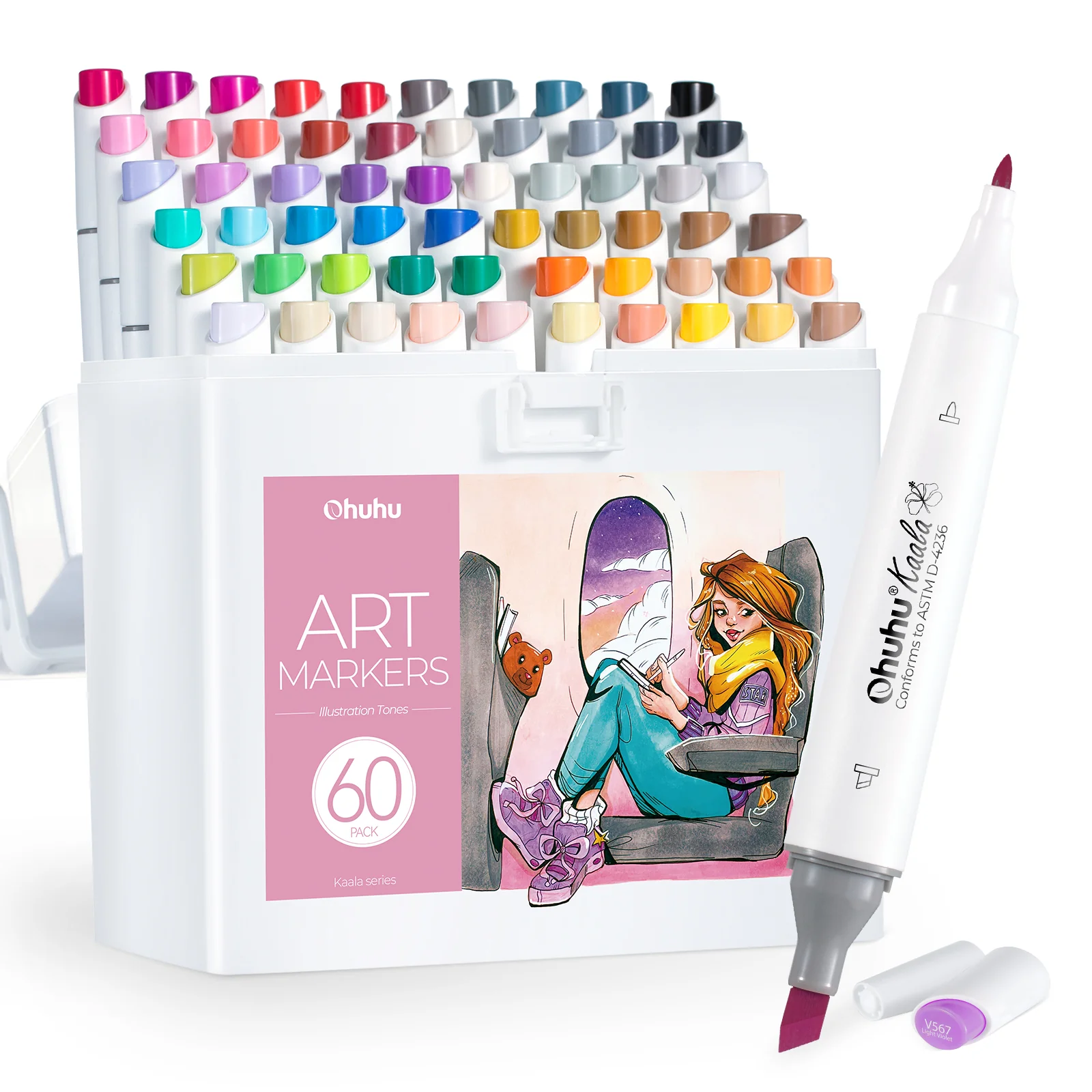 Ohuhu Kaala Five Tones Slim Broad and Fine Dual Tips Alcohol Art Markers - Image 23