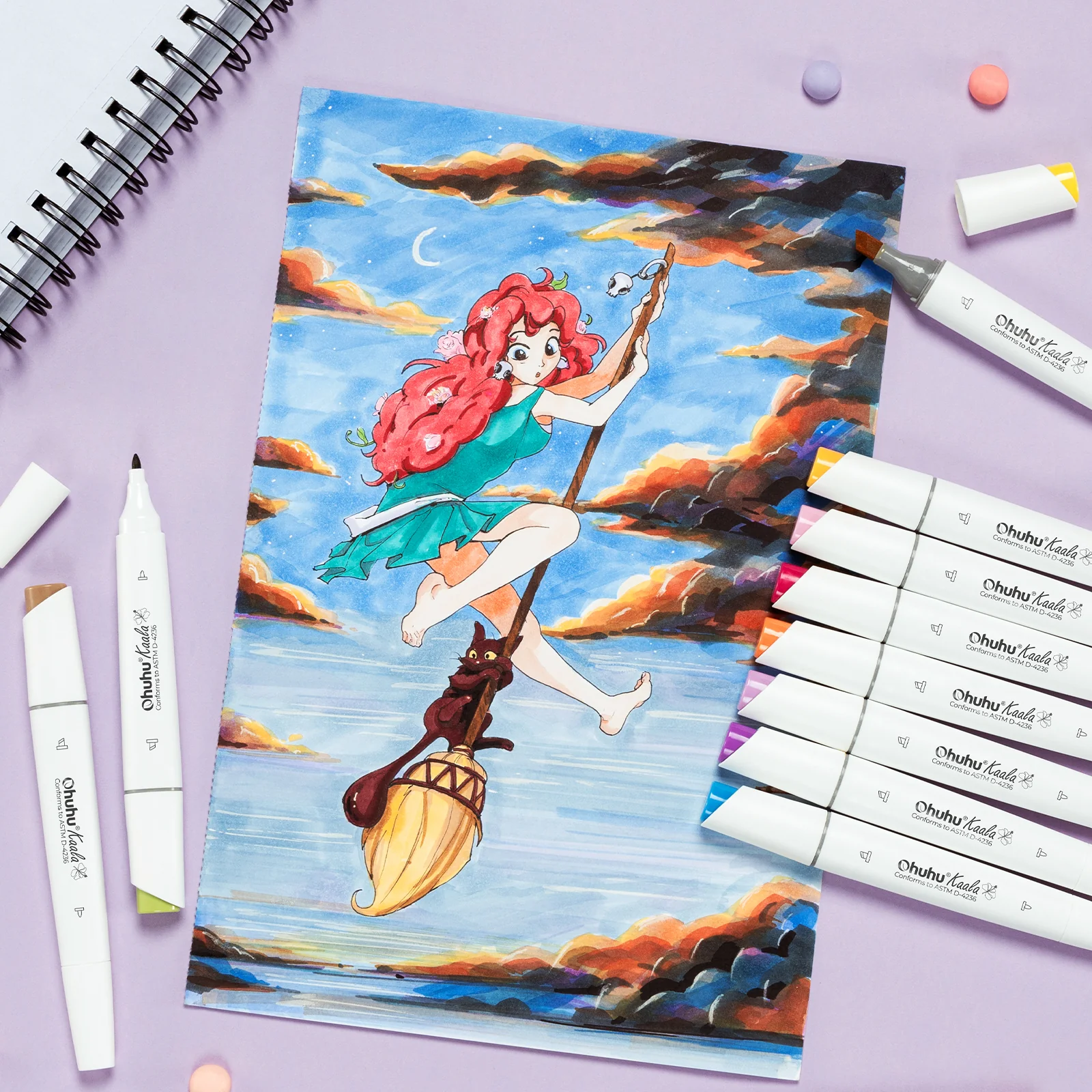 Ohuhu Kaala Five Tones Slim Broad and Fine Dual Tips Alcohol Art Markers - Image 27