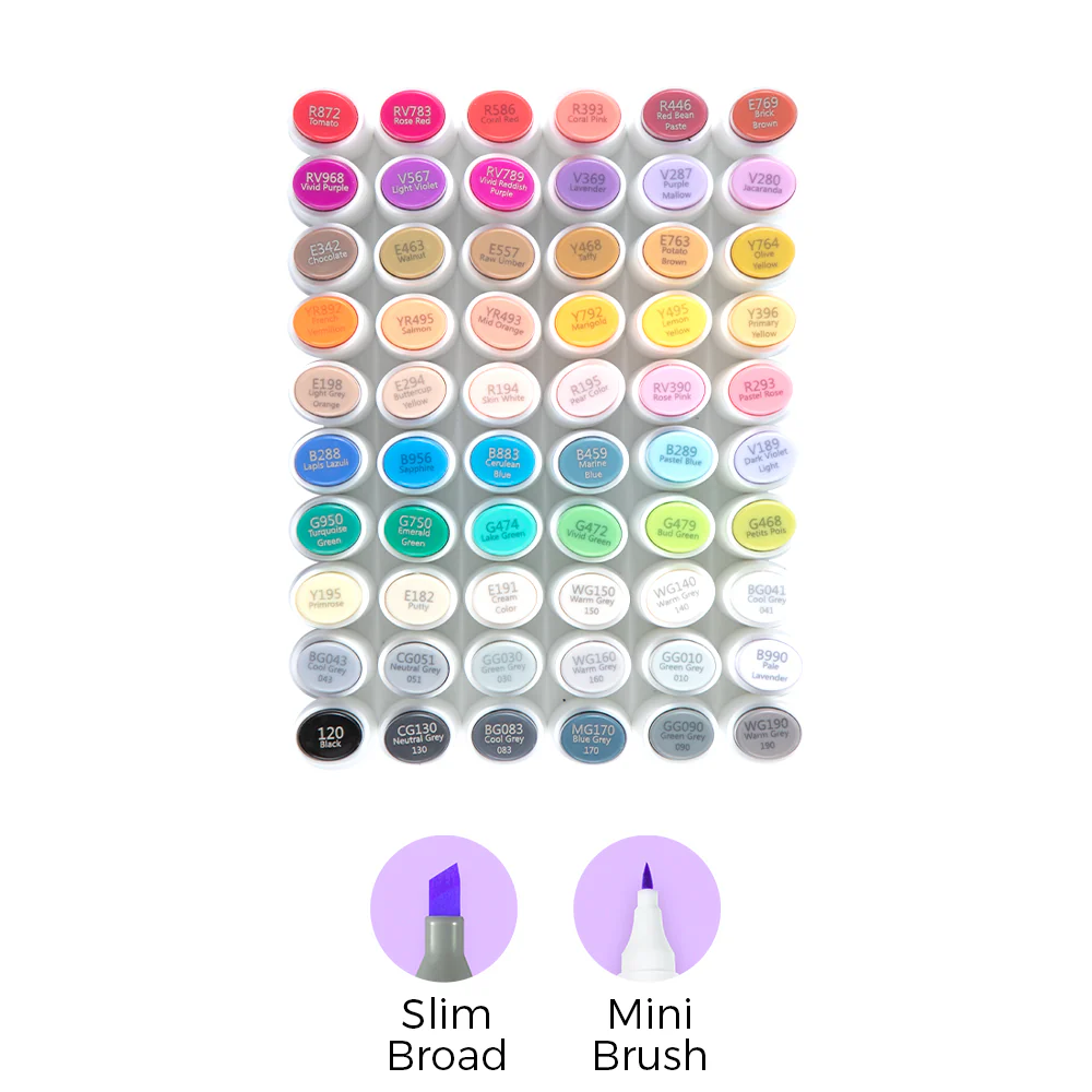 Ohuhu Kaala Five Tones Slim Broad and Fine Dual Tips Alcohol Art Markers - Image 38
