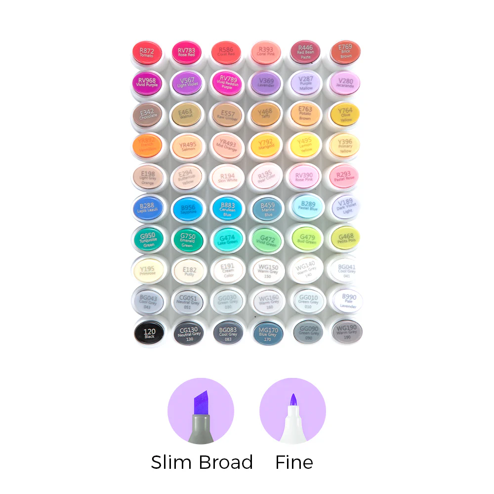 Ohuhu Kaala Five Tones Slim Broad and Fine Dual Tips Alcohol Art Markers - Image 3
