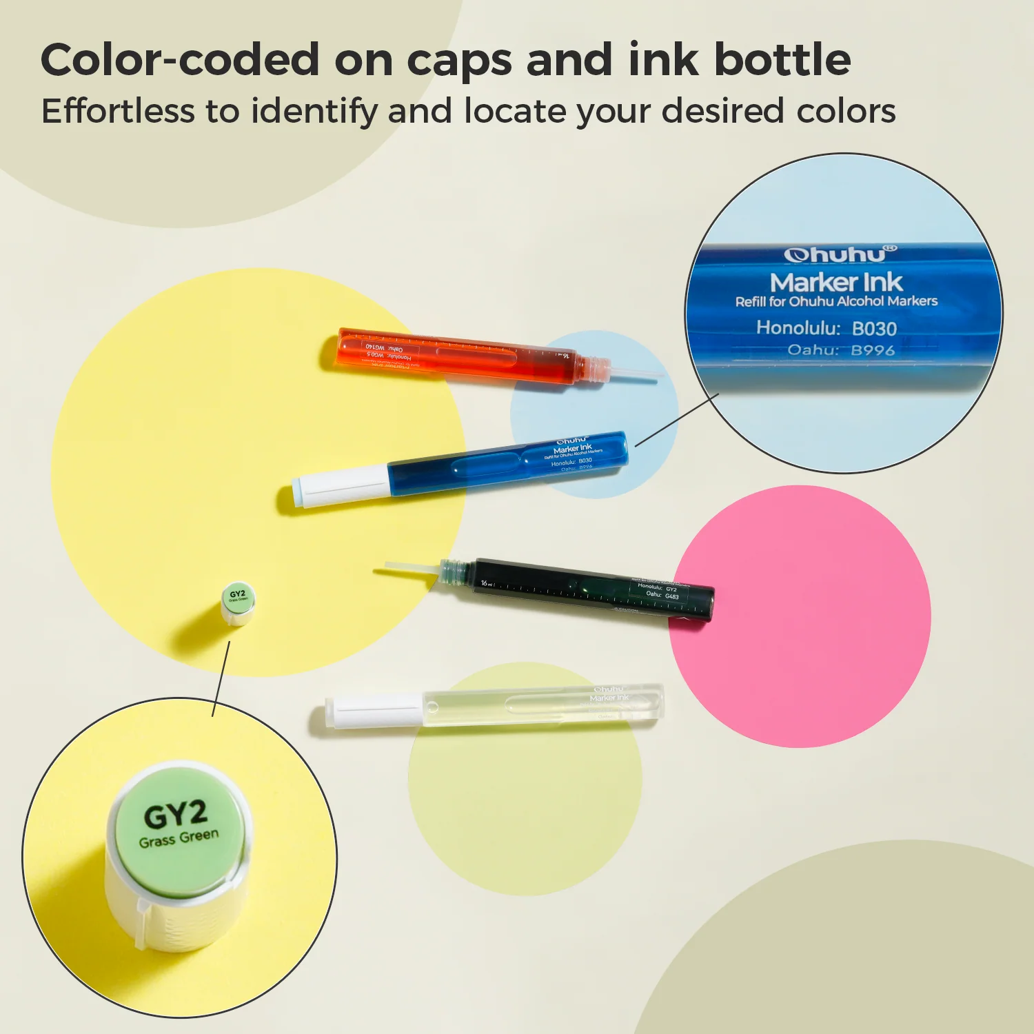 Ohuhu Marker Ink YR314 / E260 Refill for Alcohol marker - Image 6