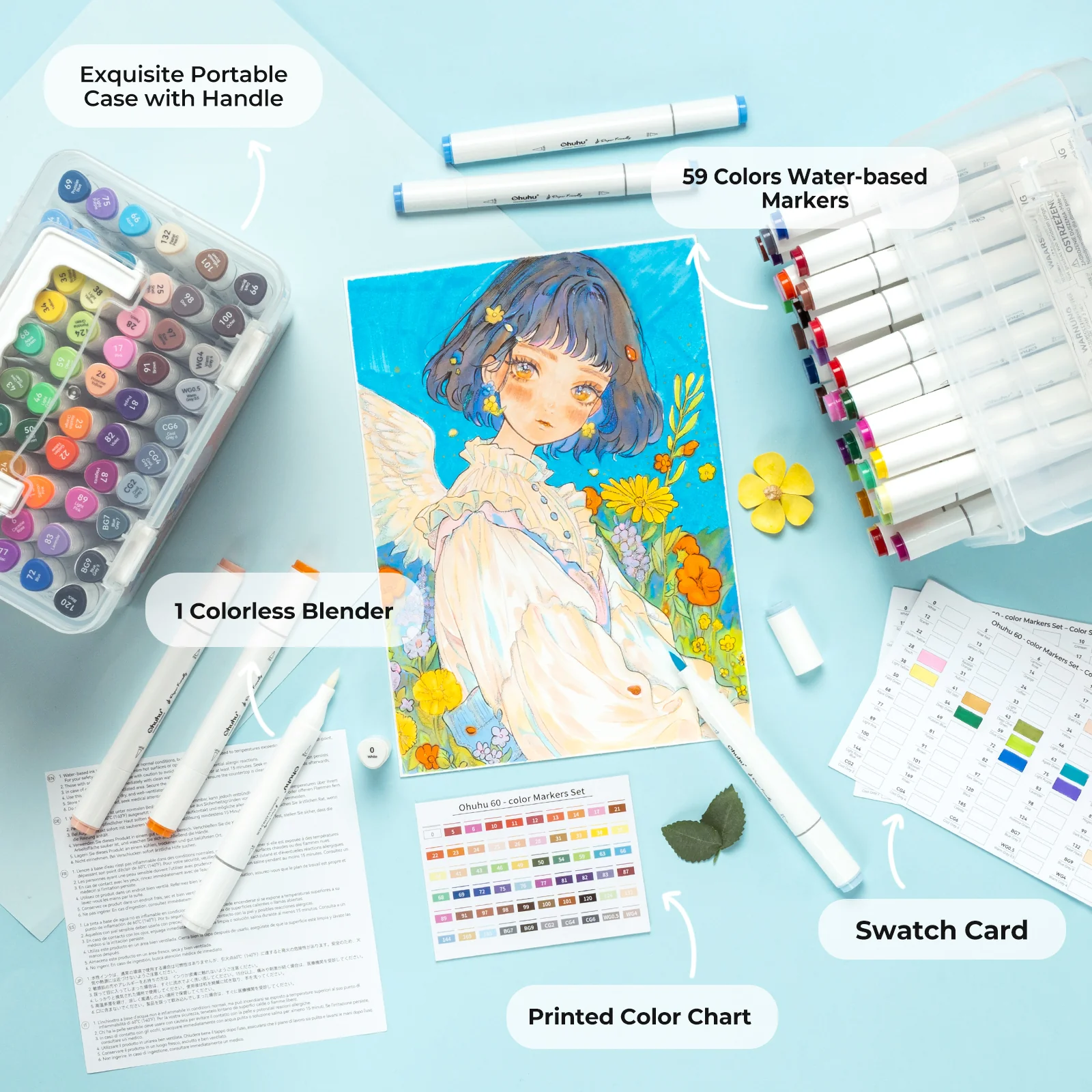 Ohuhu Paper-friendly (No Peeling) Markers Water-based 60 Colors - Image 7