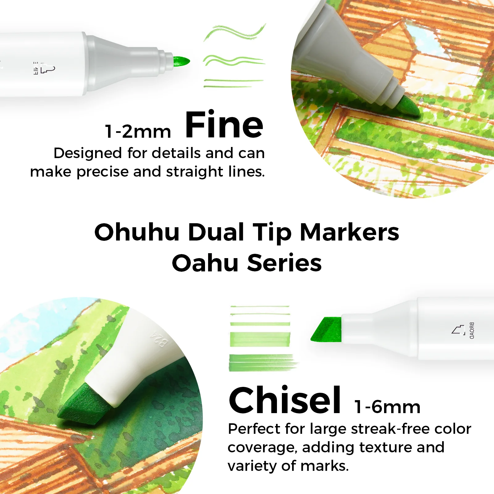 Ohuhu Oahu 40 Colors Dual Tips Alcohol Art Markers, Fine & Chisel - Image 4