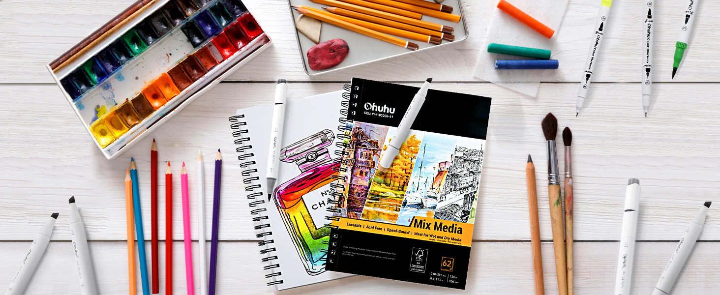 Ohuhu Spiral-Bound Mix Media Pad for Multiple Techniques - Image 11