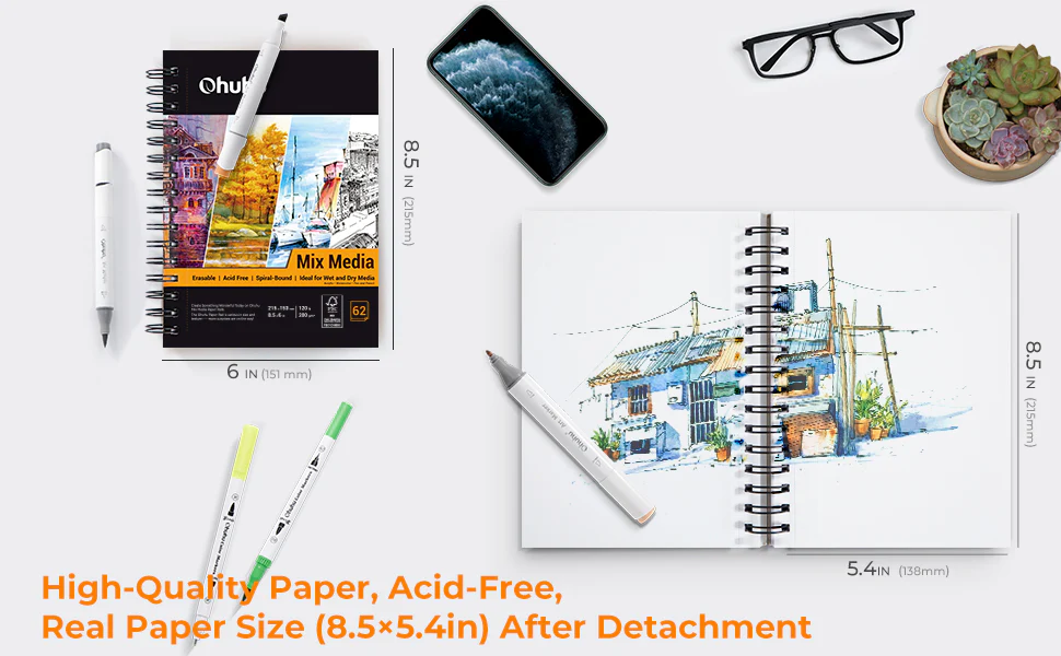 Ohuhu Spiral-Bound Mix Media Pad for Multiple Techniques - Image 15