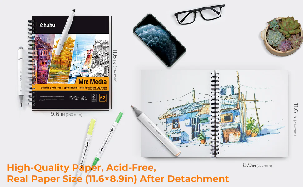 Ohuhu Spiral-Bound Mix Media Pad for Multiple Techniques - Image 17