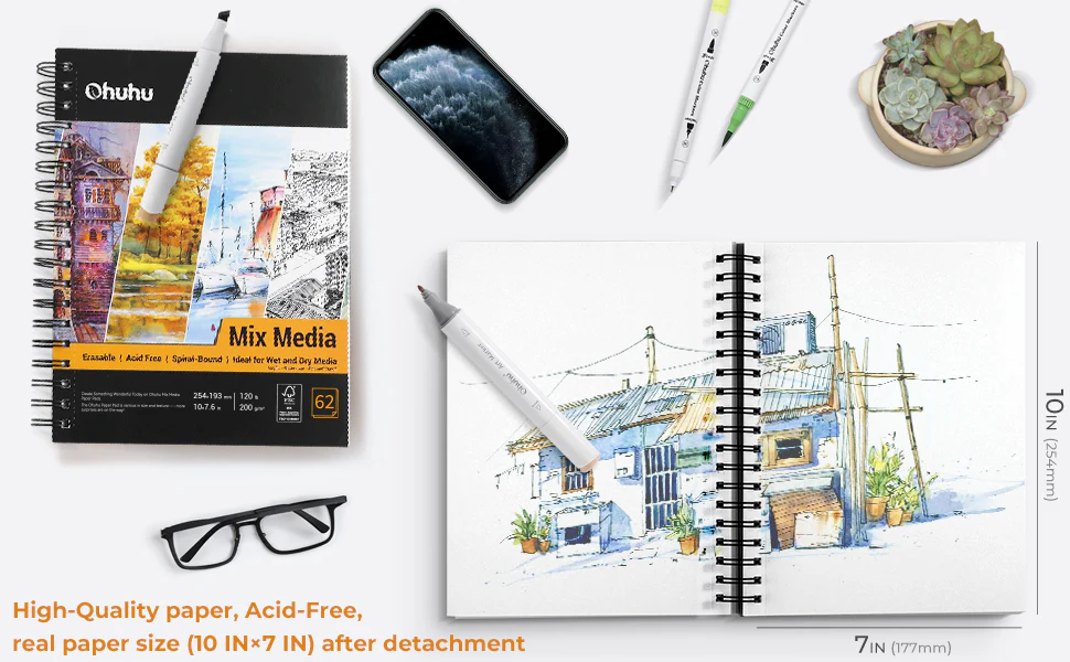 Ohuhu Spiral-Bound Mix Media Pad for Multiple Techniques - Image 25