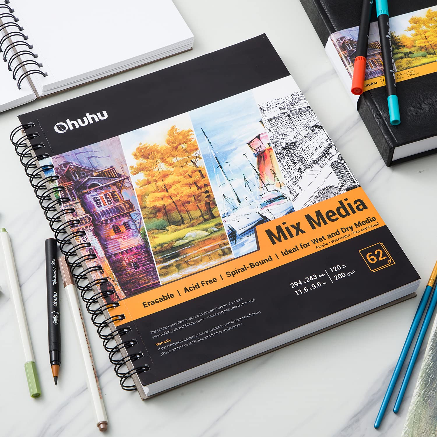 Ohuhu Spiral-Bound Mix Media Pad for Multiple Techniques - Image 5