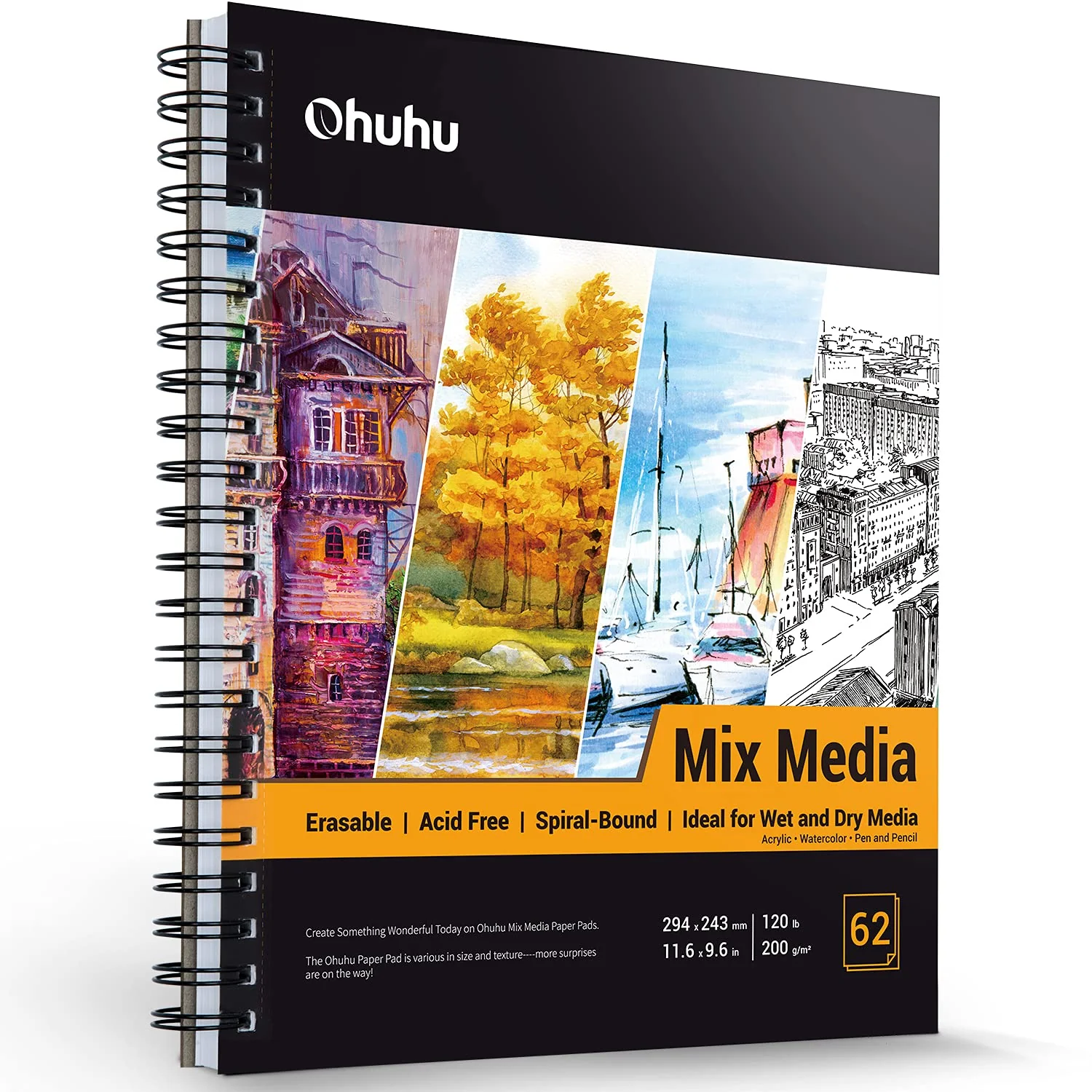 Ohuhu Spiral-Bound Mix Media Pad for Multiple Techniques - Image 6