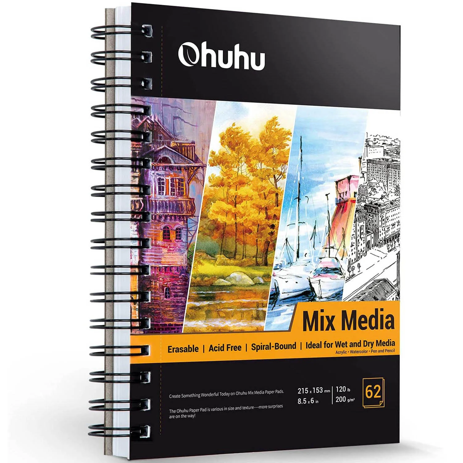 Ohuhu Spiral-Bound Mix Media Pad for Multiple Techniques - Image 9