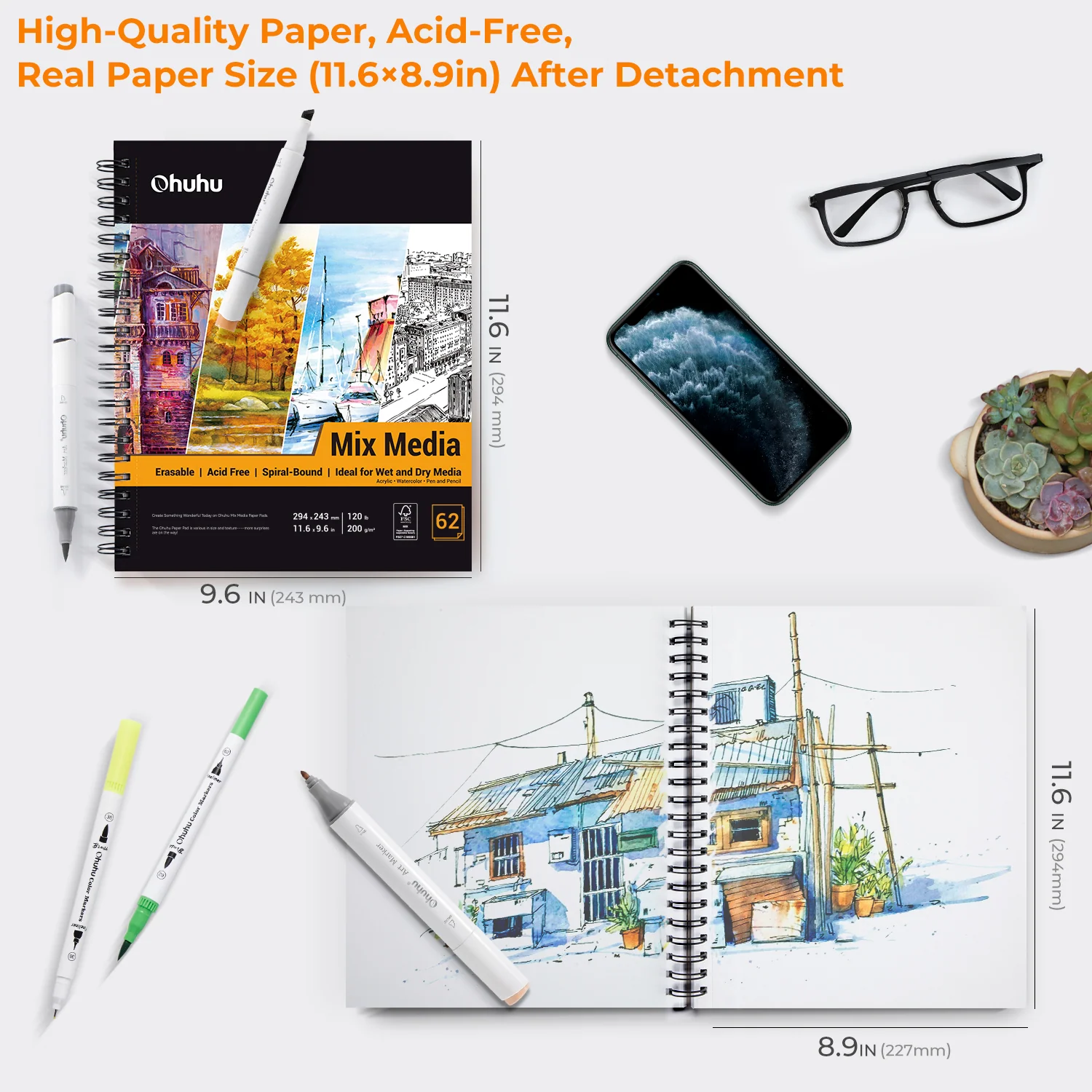 Ohuhu Spiral-Bound Mix Media Pad for Multiple Techniques - Image 20