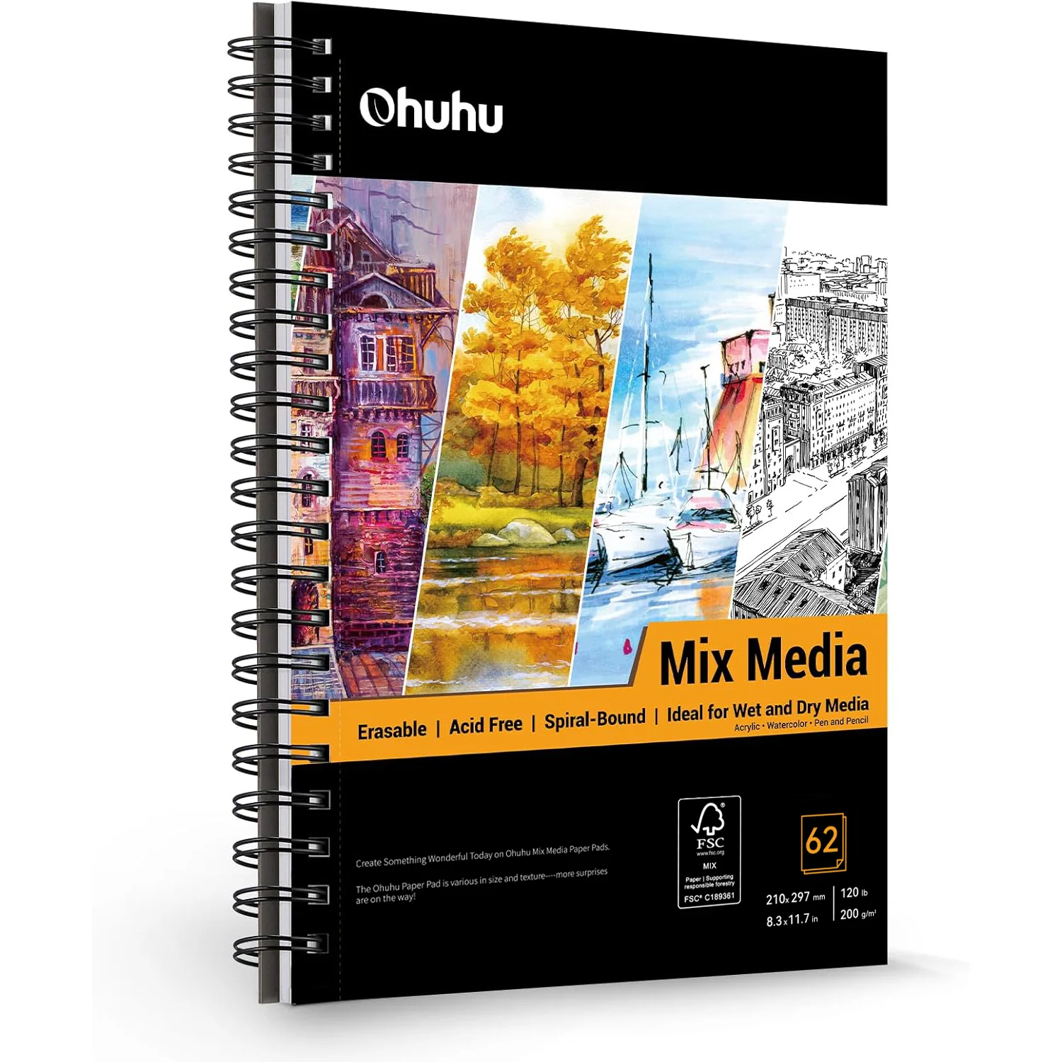 Ohuhu Spiral-Bound Mix Media Pad for Multiple Techniques - Image 33