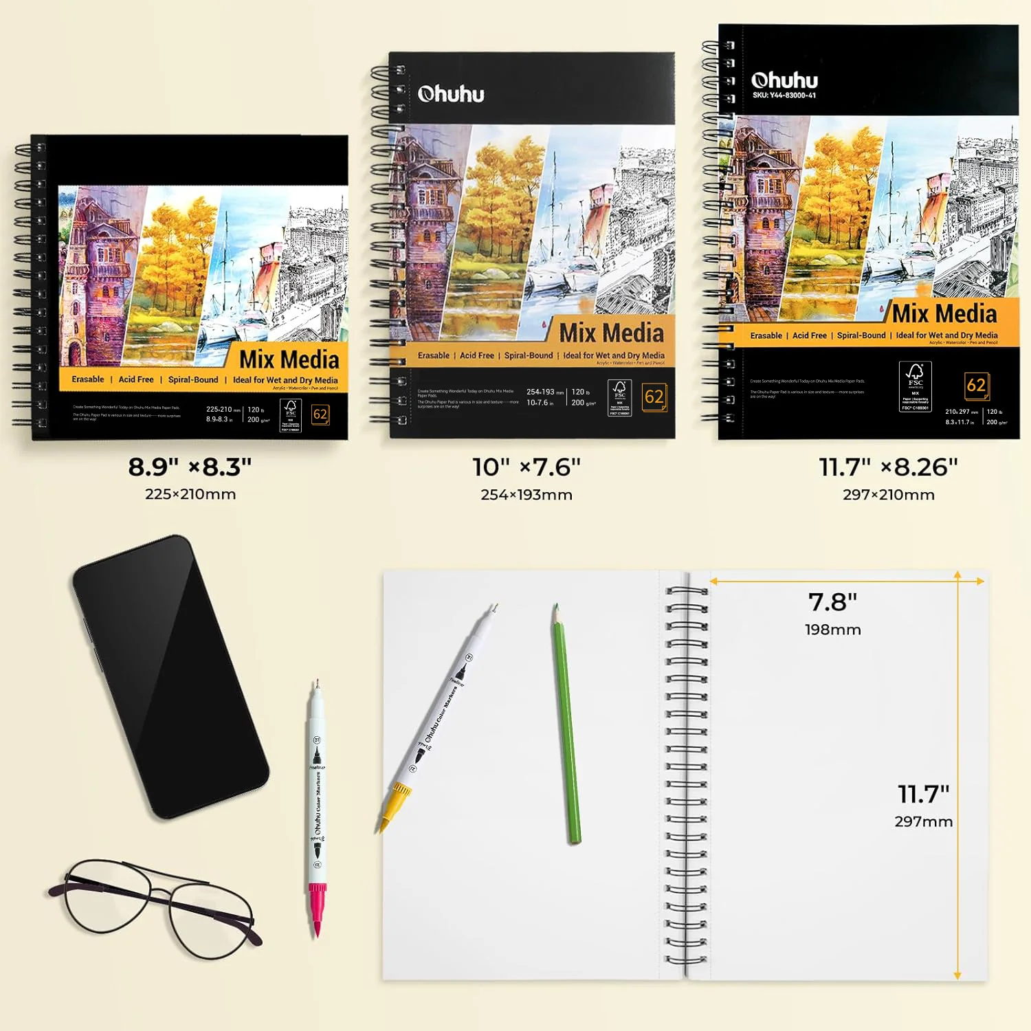 Ohuhu Spiral-Bound Mix Media Pad for Multiple Techniques - Image 34