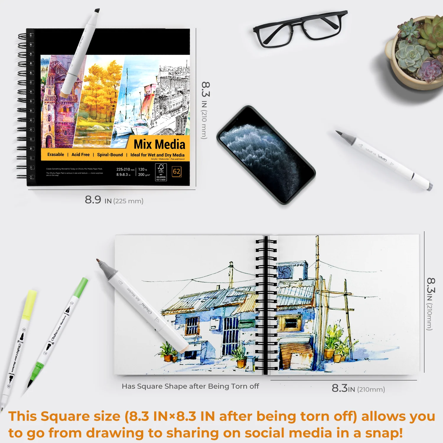 Ohuhu Spiral-Bound Mix Media Pad for Multiple Techniques - Image 32