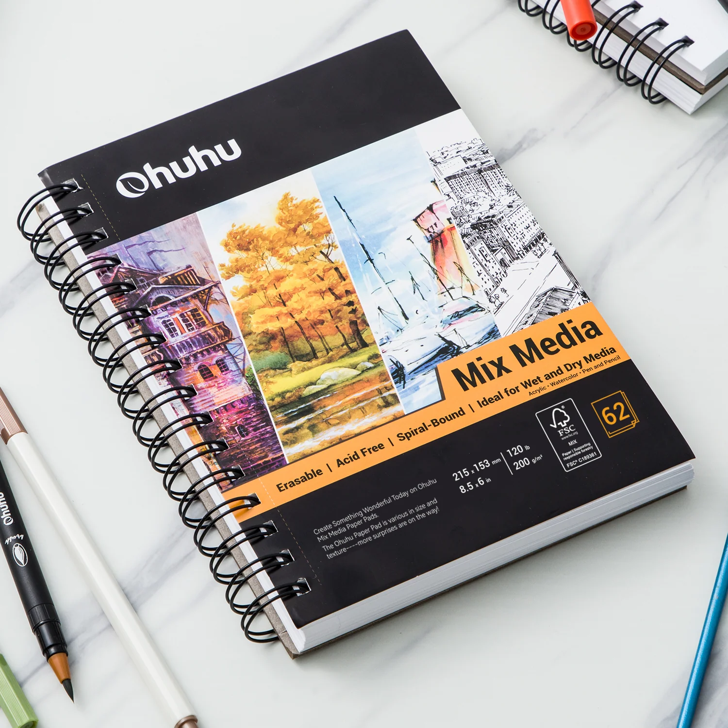 Ohuhu Spiral-Bound Mix Media Pad for Multiple Techniques - Image 16