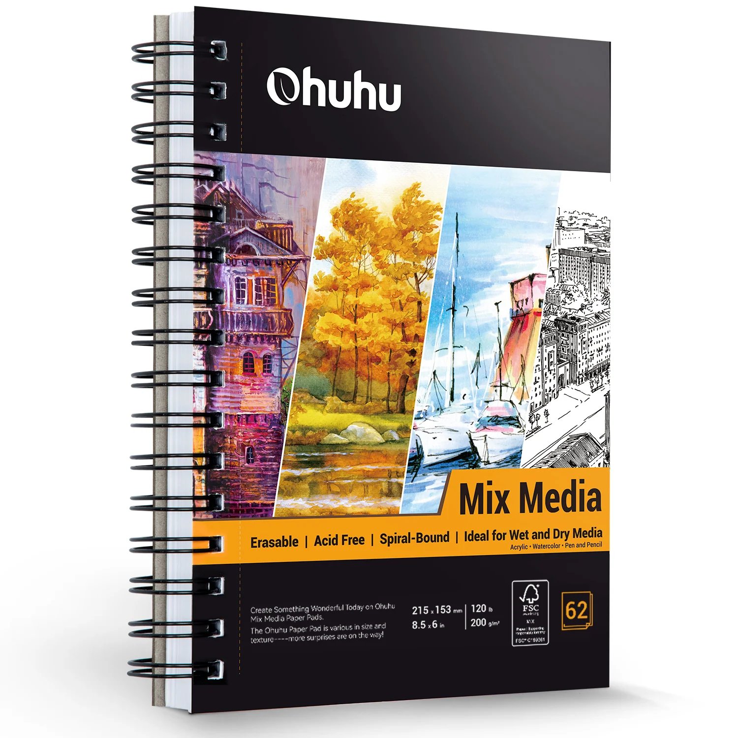 Ohuhu Spiral-Bound Mix Media Pad for Multiple Techniques - Image 12