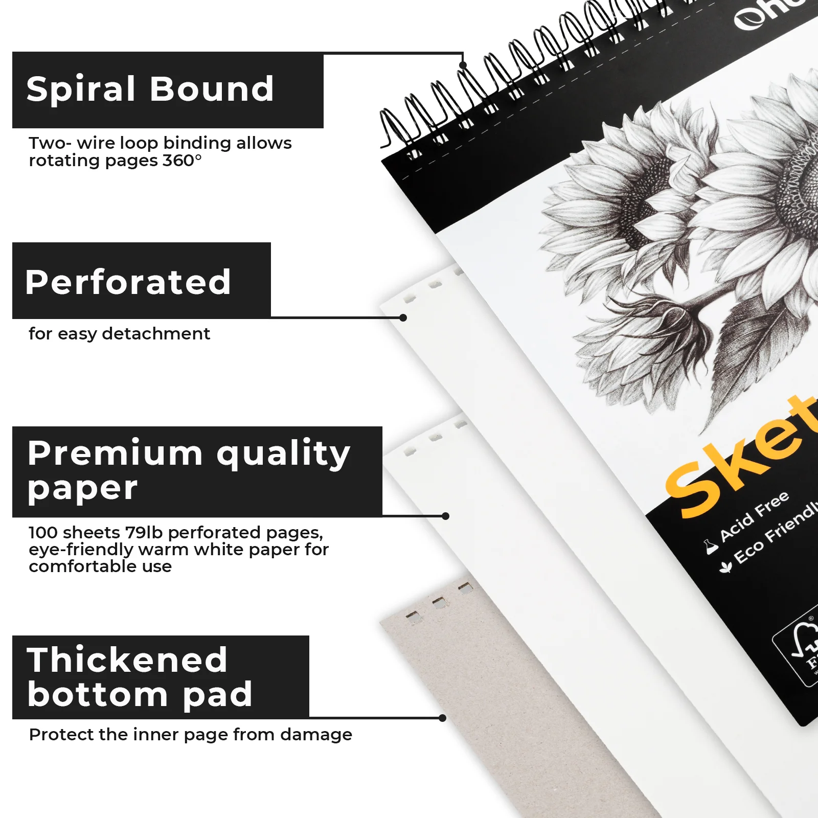 Ohuhu Tear Resistant Bamboo Fiber Drawing Sketchbook - Image 5