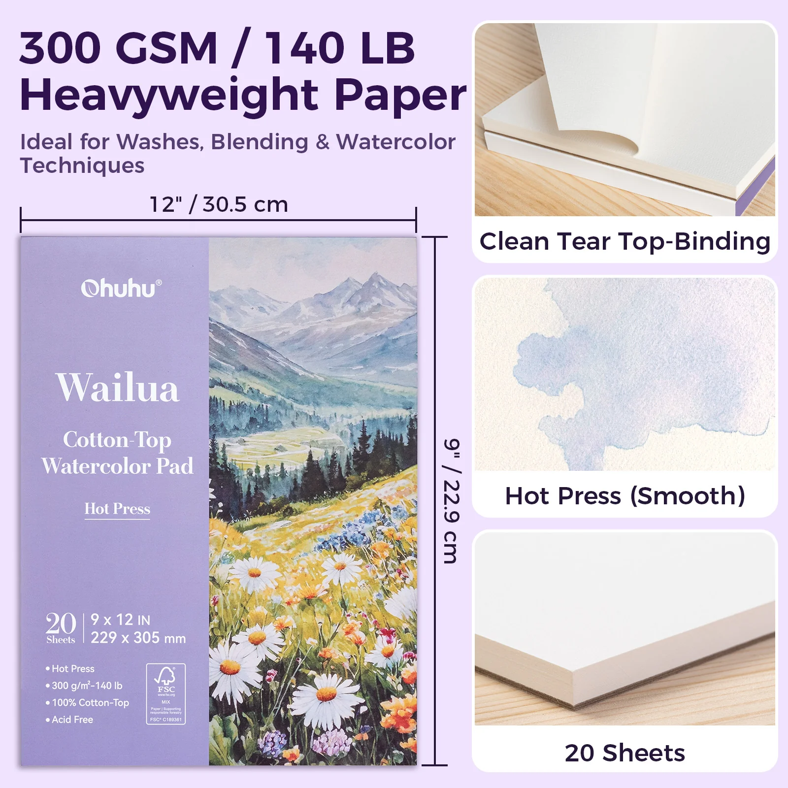 Ohuhu Wailua Cotton-Top Watercolor Pad - Image 13