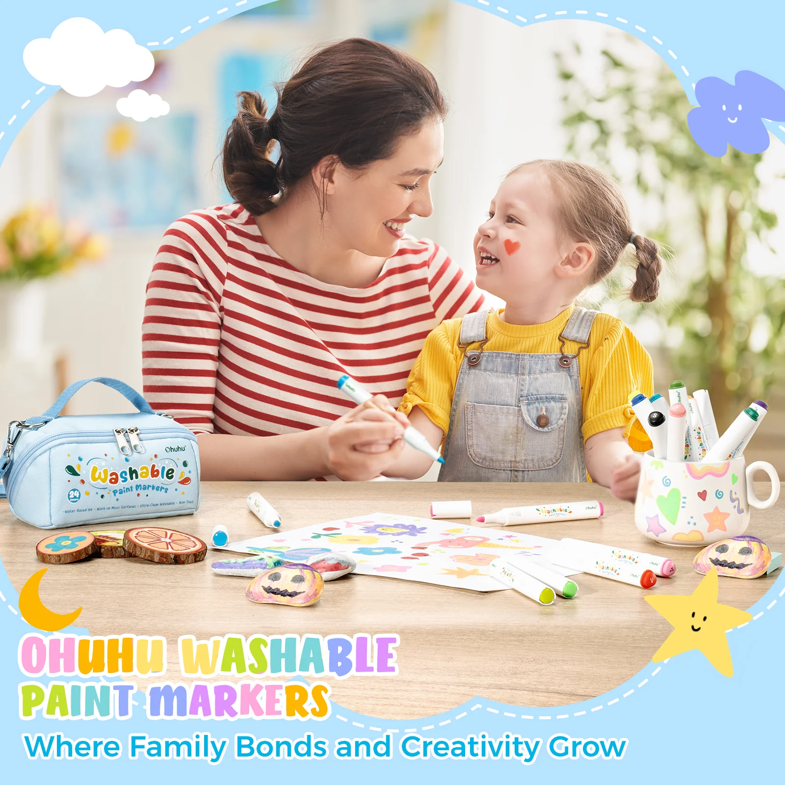Ohuhu Washable Acrylic Paint Markers for Kids Bullet Tip - Image 9