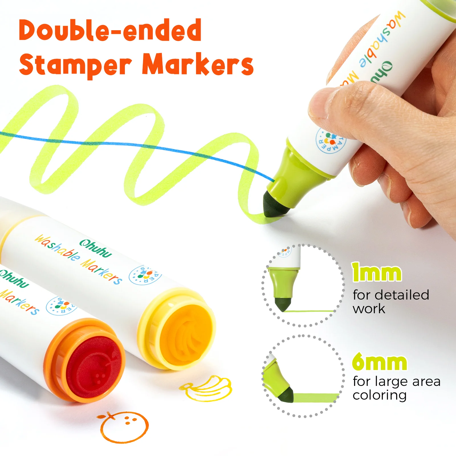 Ohuhu Washable Stamper Kids Dual Tips Water-based Markers - Image 3