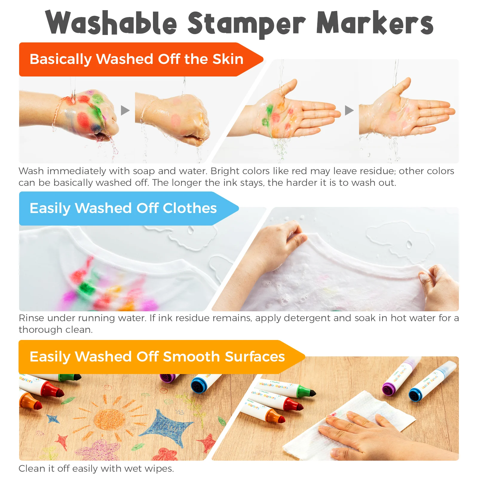 Ohuhu Washable Stamper Kids Dual Tips Water-based Markers - Image 4