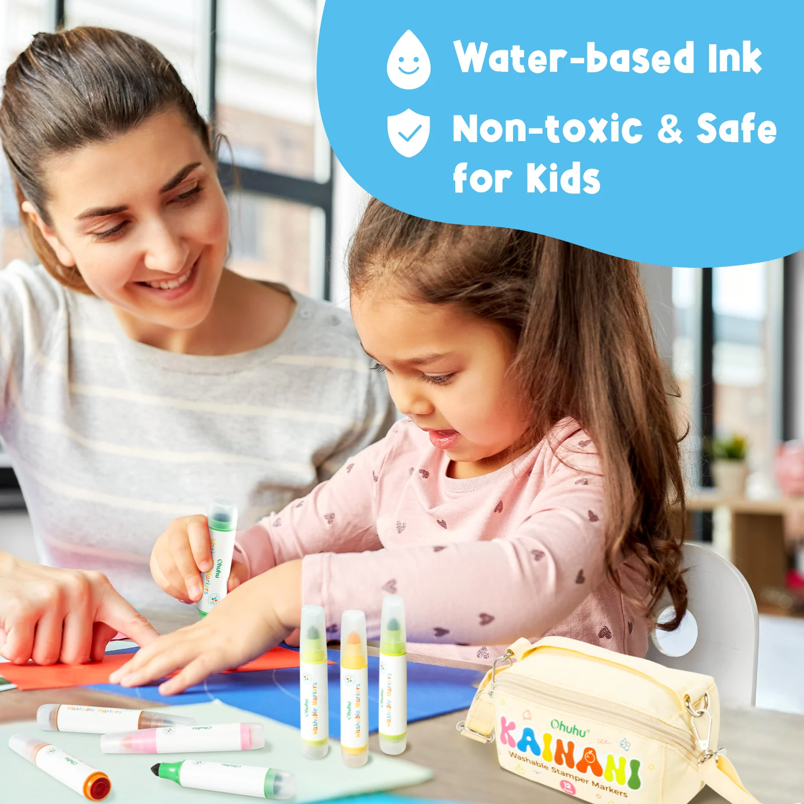 Ohuhu Washable Stamper Kids Dual Tips Water-based Markers - Image 6
