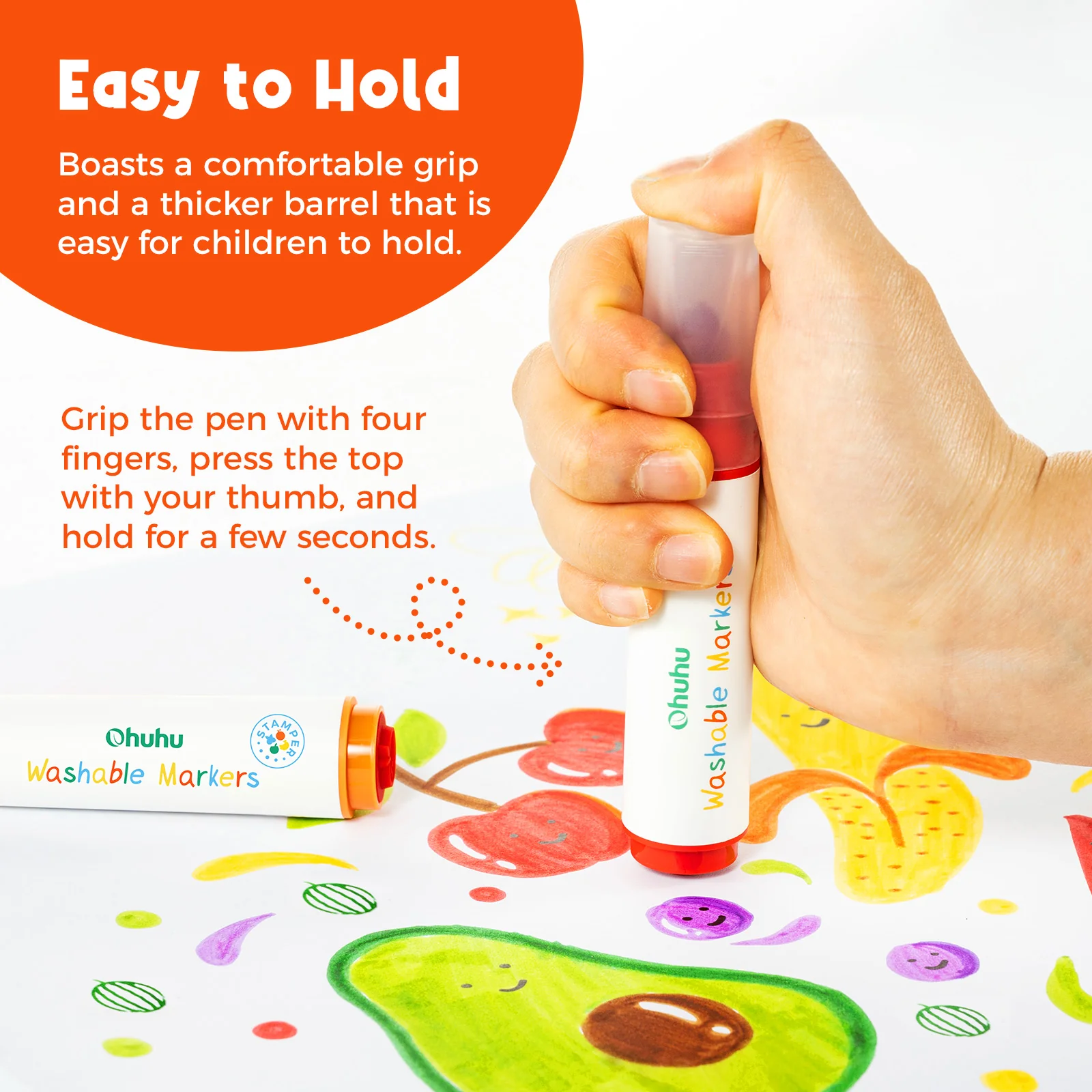 Ohuhu Washable Stamper Kids Dual Tips Water-based Markers - Image 7