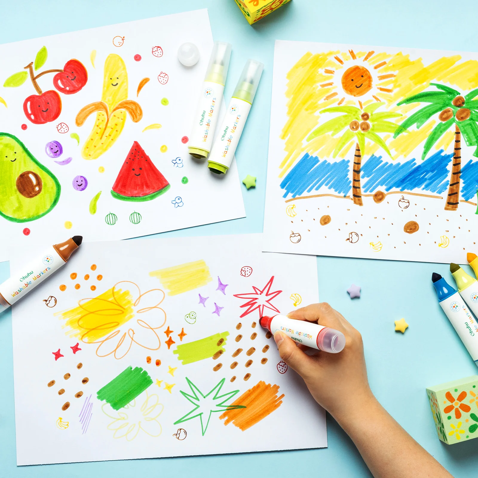 Ohuhu Washable Stamper Kids Dual Tips Water-based Markers - Image 8